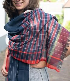 Cotton scarf blue-red checked via Via India
