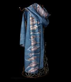 Silk scarf indigo printed manually via Via India