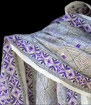 Nakshi Kantha shawl Lilac Landscape from Via India