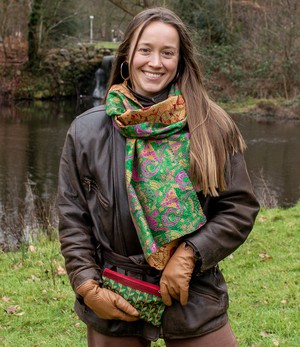 Kantha sjaal hergebruikte zijde Goudgeel-Groen from Via India