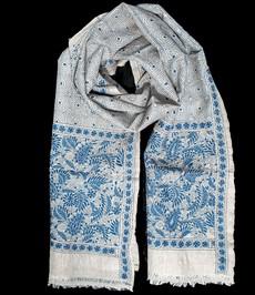 Nakshi Kantha sjaal Helder Lichtblauw via Via India