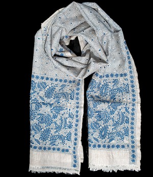 Nakshi Kantha sjaal Helder Lichtblauw from Via India