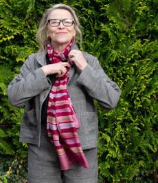 Silk scarf pink hand dyed via Via India