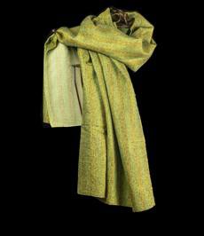 Kantha scarf recycled silk orange-green via Via India