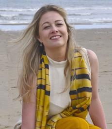 Silk scarf yellow-black hand dyed via Via India
