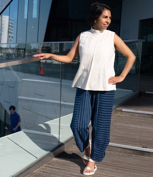 Deep blue, comfortable cotton summer trousers from Via India