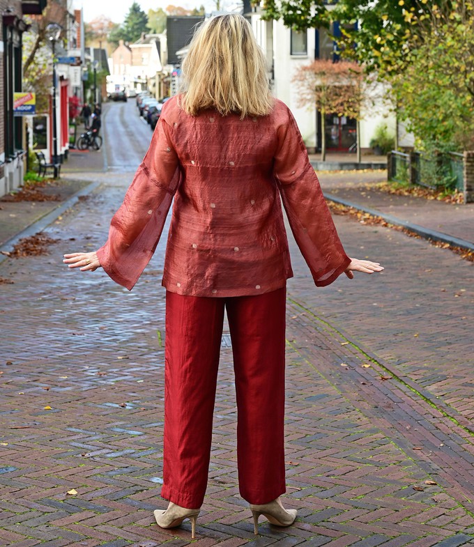 Red silk trousers, lined from Via India