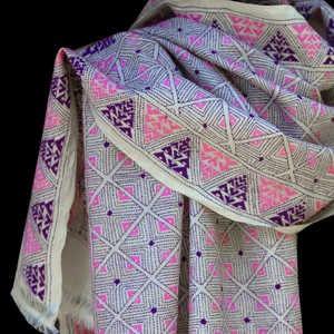 Nakshi Kantha scarf Purple Pink from Via India