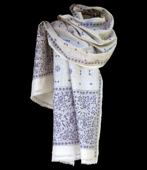 Nakshi Kantha shawl Lilac Delight from Via India