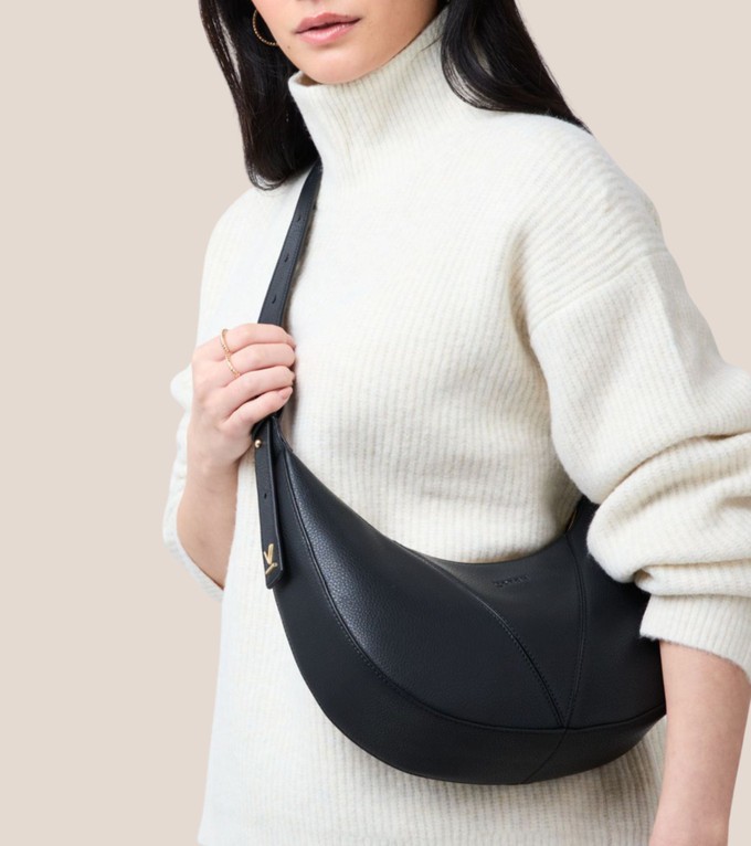 River Vegan Bio-Based Bamboo Leather Hobo Bag in Black from Votch