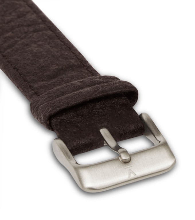 Piñatex Dark Brown with brushed silver buckle | 20mm from Votch