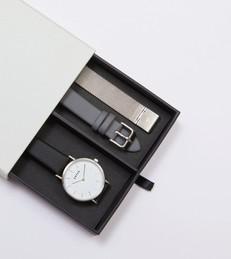 Silver & Black Watch | Classic Petite Gift Set via Votch