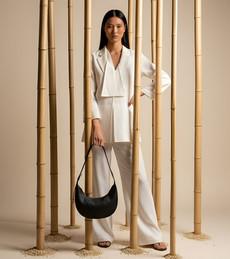 River Vegan Bio-Based Bamboo Leather Hobo Bag in Black via Votch