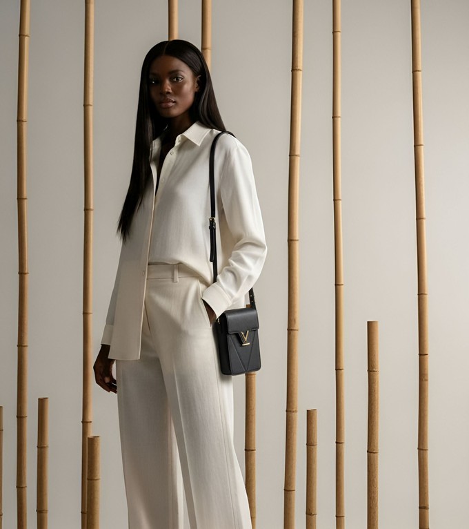 Luna Compact Vegan Bio-Based Bamboo Phone Bag in Black from Votch