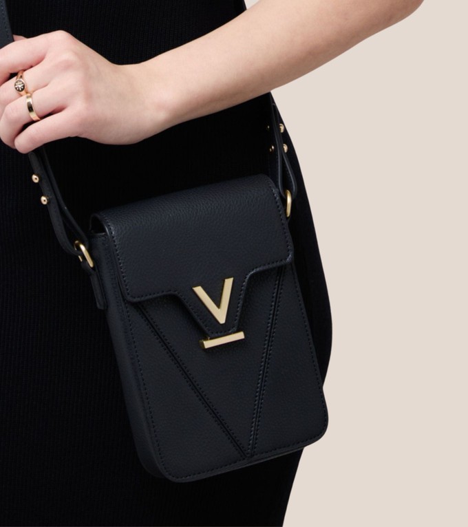 Luna Compact Vegan Bio-Based Bamboo Phone Bag in Black from Votch