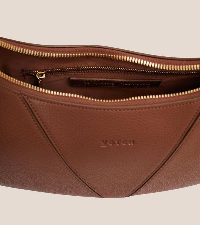 River Vegan Bio-Based Bamboo Leather Hobo Bag in Brown from Votch