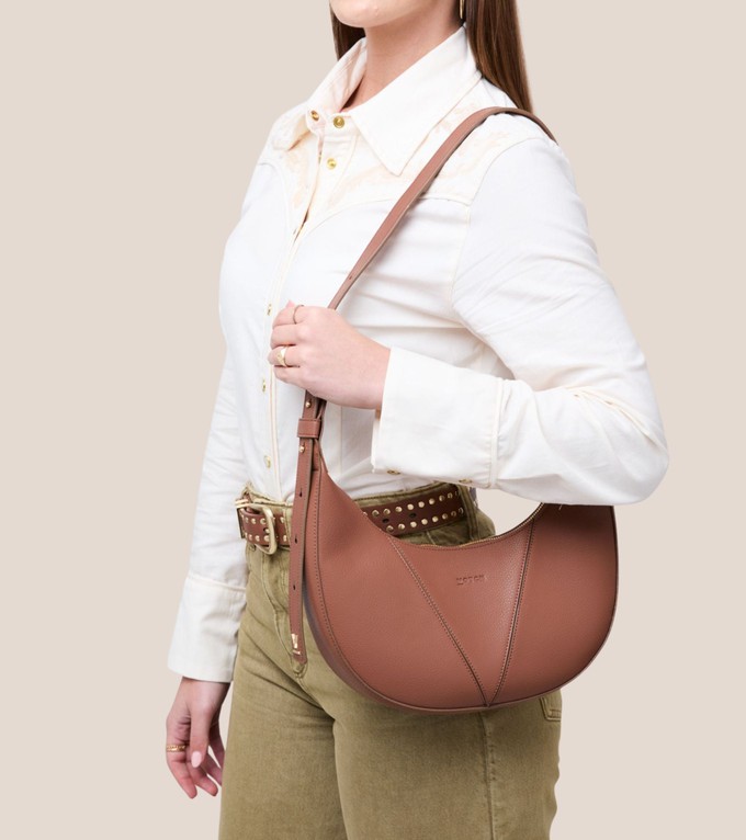 River Vegan Bio-Based Bamboo Leather Hobo Bag in Brown from Votch