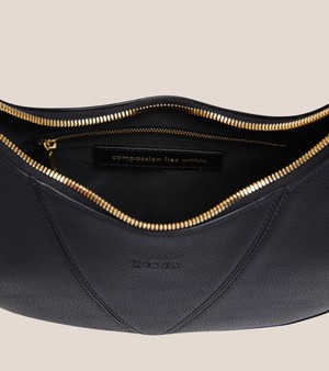 River Vegan Bio-Based Bamboo Leather Hobo Bag in Black from Votch