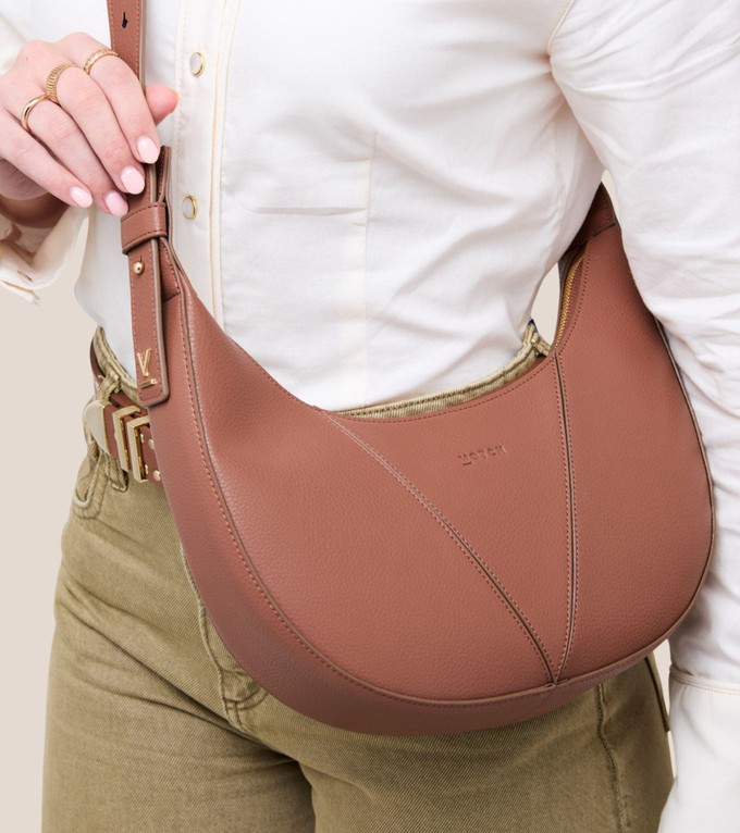 River Vegan Bio-Based Bamboo Leather Hobo Bag in Brown from Votch