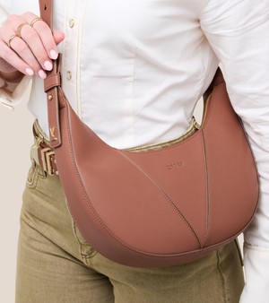 River Vegan Bio-Based Bamboo Leather Hobo Bag in Brown from Votch