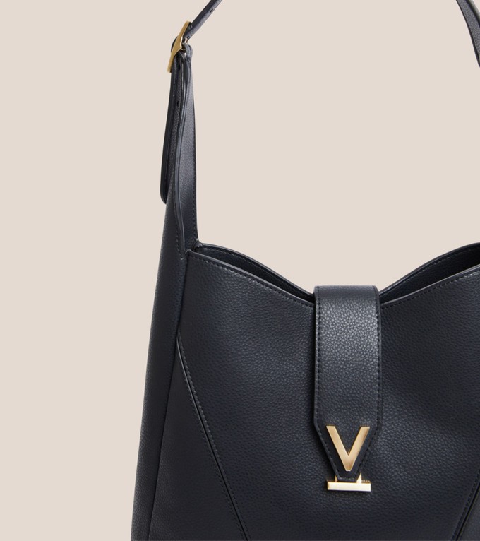 Nancy Vegan Bio-Based Bamboo Leather Elevated Tote Bag in black from Votch