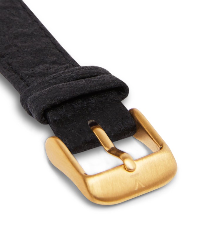Piñatex Black with brushed gold buckle | 16mm from Votch