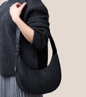 River Vegan Bio-Based Bamboo Leather Hobo Bag in Black from Votch