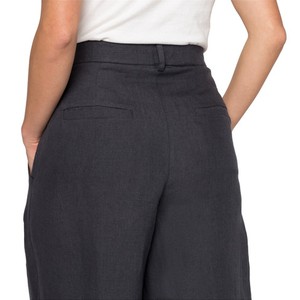 Linnen culotte met wijde pijp en verborgen ritssluiting, leisteen from Waschbär