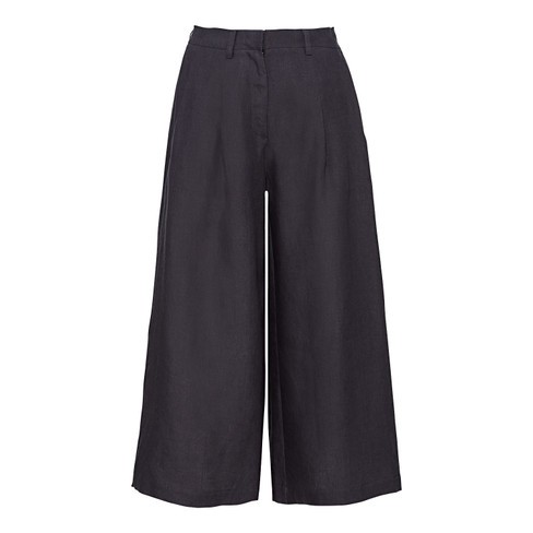 Linnen culotte met wijde pijp en verborgen ritssluiting, leisteen from Waschbär