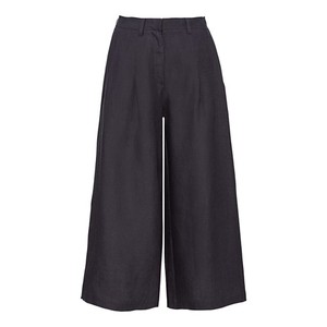 Linnen culotte met wijde pijp en verborgen ritssluiting, leisteen from Waschbär