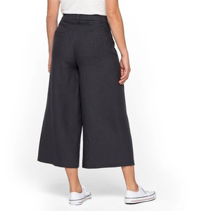 Linnen culotte met wijde pijp en verborgen ritssluiting, leisteen from Waschbär