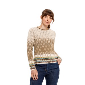 Jacquard-Pullover aus Bio-Merinowolle mit Bio-Baumwolle, beige gemustert from Waschbär