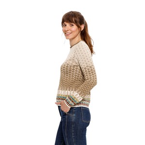 Jacquard-Pullover aus Bio-Merinowolle mit Bio-Baumwolle, beige gemustert from Waschbär