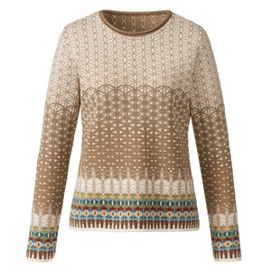 Jacquard-Pullover aus Bio-Merinowolle mit Bio-Baumwolle, beige gemustert from Waschbär
