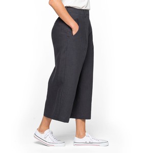 Linnen culotte met wijde pijp en verborgen ritssluiting, leisteen from Waschbär