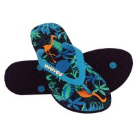 Natural Rubber Flip Flop – Tropical Print Black & Turquoise from Waves Flip Flops