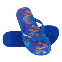 Natural Rubber Flip Flop – Royal Blue with Palm Print from Waves Flip Flops
