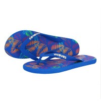 Natural Rubber Flip Flop – Royal Blue with Palm Print from Waves Flip Flops