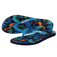 Natural Rubber Flip Flop – Tropical Print Black & Turquoise from Waves Flip Flops