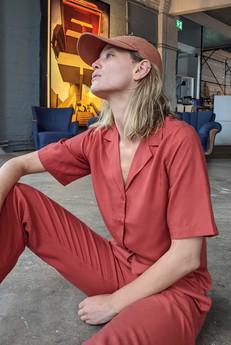 mineral red Tencel Bowling Shirt from Yahmo