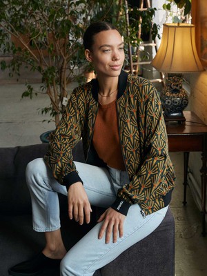 Ruth Reversible Bomber Jacket Artdeco/Black from Yahmo Ruth Reversible Bomber Jacket Artdeco/Black from Yahmo