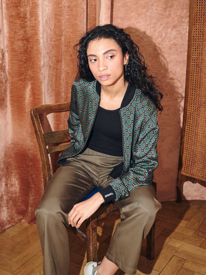 Ruth Reversible Bomber Jacket Emerald/Black from Yahmo Ruth Reversible Bomber Jacket Emerald/Black from Yahmo