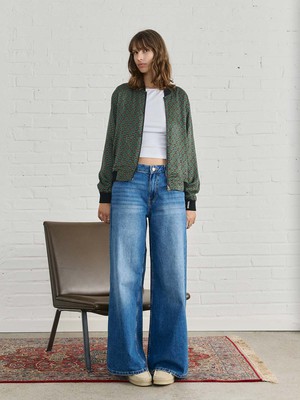 Ruth Reversible Bomber Jacket Emerald/Black from Yahmo Ruth Reversible Bomber Jacket Emerald/Black from Yahmo