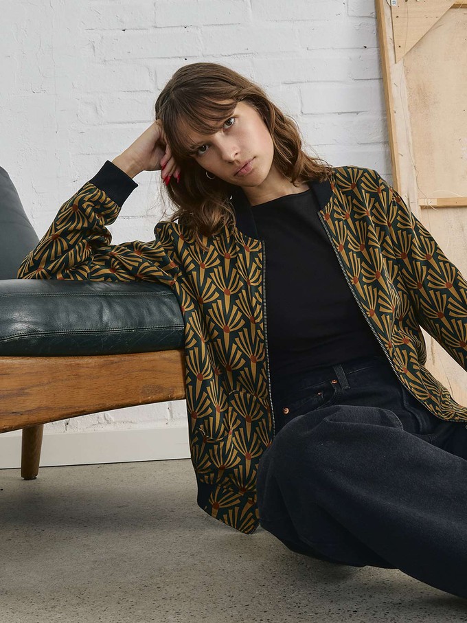 Ruth Reversible Bomber Jacket Artdeco/Black from Yahmo Ruth Reversible Bomber Jacket Artdeco/Black from Yahmo