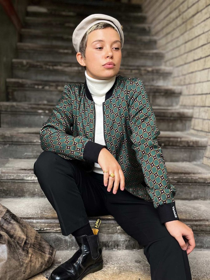 Ruth Reversible Bomber Jacket Emerald/Black from Yahmo Ruth Reversible Bomber Jacket Emerald/Black from Yahmo