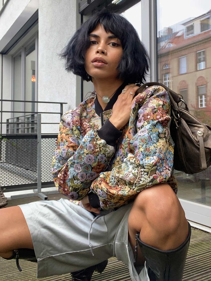 Berta Reversible Bomber Jacket Bouquet/Black from Yahmo