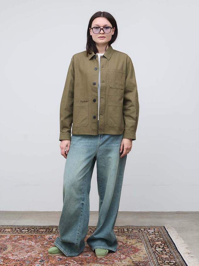 Otti Embroidered Workwear Jacket Olive from Yahmo