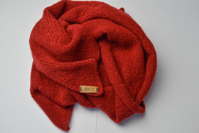 Tightly Knitted Extra Large Scarf | Royal Red | Baby Alpaca & Merino Wool Blend from Yanantin Alpaca