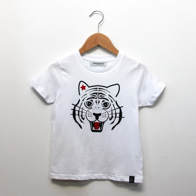 Kids t-shirt ‘White as a snow tiger’ – White from zebrasaurus