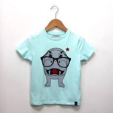 Kids t-shirt ‘Hippo opticmistic’ – Aqua via zebrasaurus